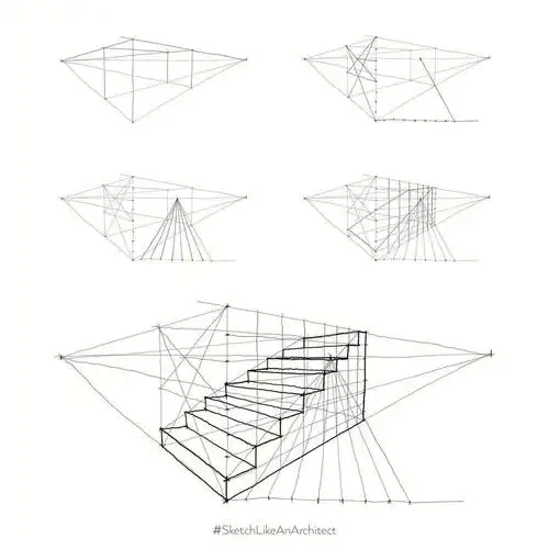 两点透视楼梯的绘画步骤