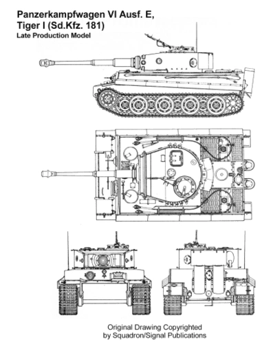 谁那里有虎式坦克的具体图纸吗,最好外部标有尺寸的