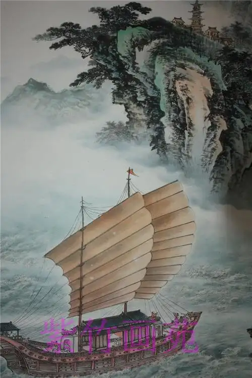 特价字画书画国画山水画四尺条幅一帆风顺已裱挂画风水画装饰画