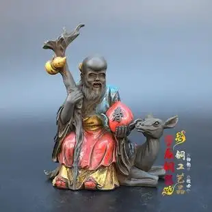 彩绘工艺寿星玻璃摆件寿桃寿星南极仙翁骑鹿仙人祝寿工艺品礼品.
