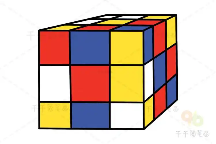 形状变变变用正方形画魔方简笔画