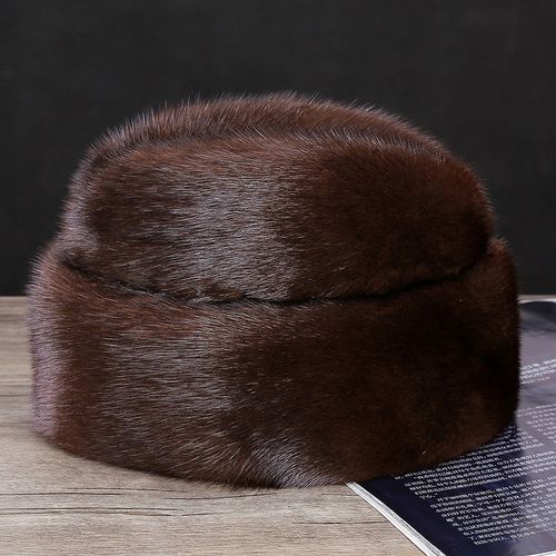 水貂貂皮帽子冬季整貂毛户外保暖护耳中老年爸爸帽子