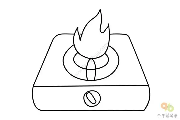 蓝色煤气灶简笔画步骤图