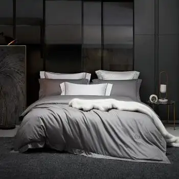 lovo 乐我家纺 全棉缎纹床品四件套 拉菲特-灰色 1.8米床