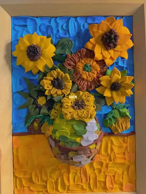 梵高向日葵  #致敬梵高  #临摹梵高  #粘土  #轻粘土