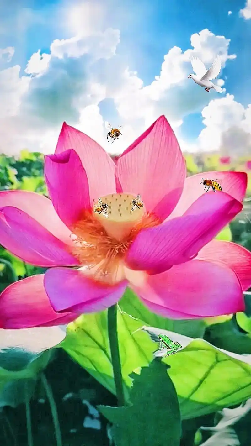 送你二朵荷花,象征美好,就让大数据推送给喜欢花,热爱大自然, - 抖音