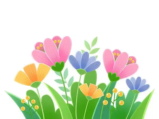 春天春暖花开卡通花草植物剪纸元素