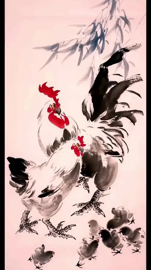大吉大利,国画鸡