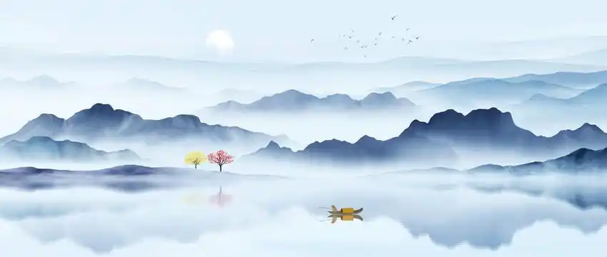 水墨意境山水画设计图__风景_psd分层素材_设计图库_昵图网nipic.com