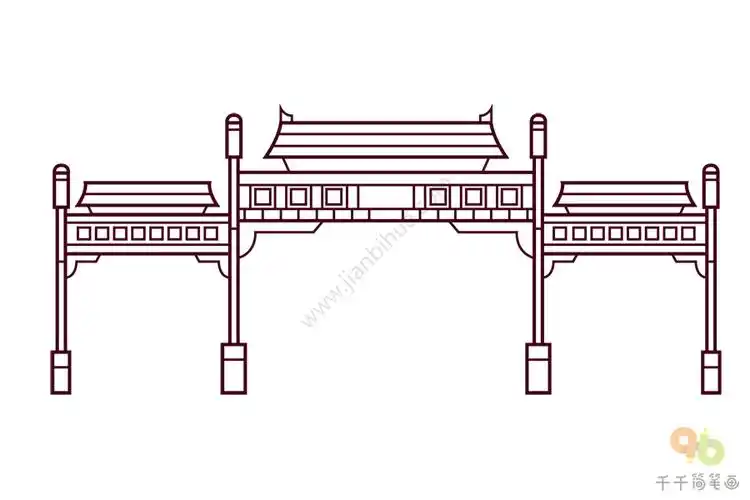 亲子画前门简笔画