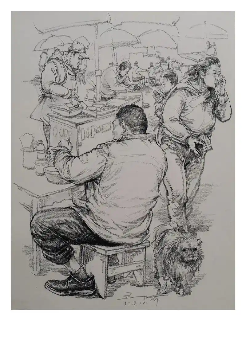 祝自己节日快乐.速写多人场景步骤#画画 #美术生 #速写 # - 抖音