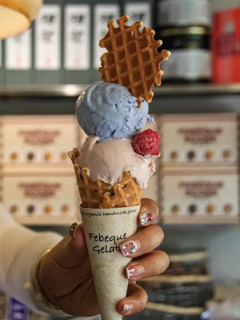 吃到了来自意大利的手作蛋卷冰淇淋.