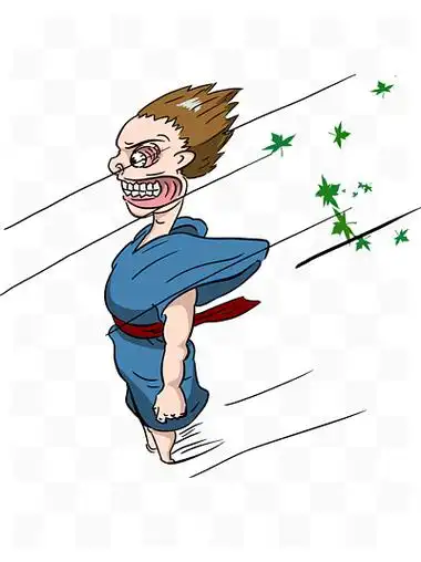 刮大风夸张的面部表情大风吹卡通矢量