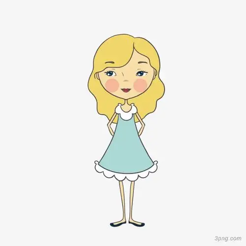 卡通金发女孩png素材透明免抠图片-卡通手绘