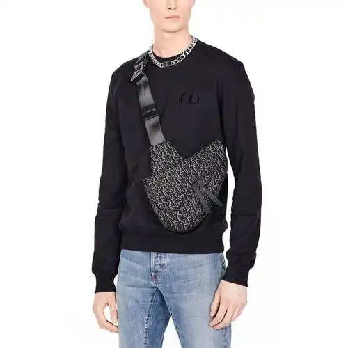 包税dior迪奥男士dior斜纹灰色提花马鞍包单肩包1adpo093ykyh15e