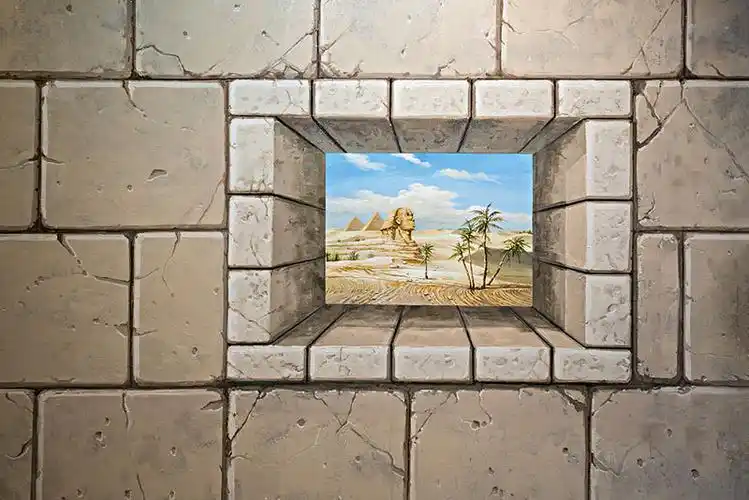 3d,三维空间,画展,立体画,绘画,展览,金字塔,狮身人面像