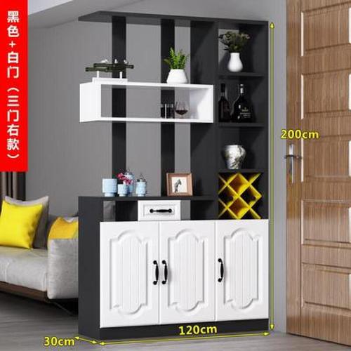 鞋柜鱼缸门厅间厅柜客厅餐厅屏风置物架客厅小酒柜01 黑加白120右款