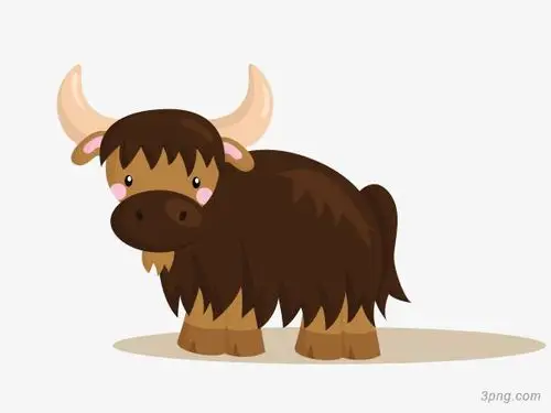 卡通黑色牦牛png素材透明免抠图片-卡通手绘