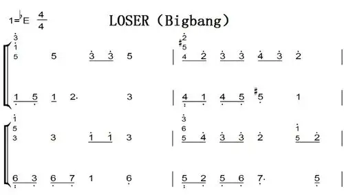 loser bigbang 原版 有试听 钢琴双手简谱 下载