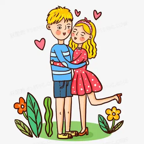 手绘拥抱的情侣