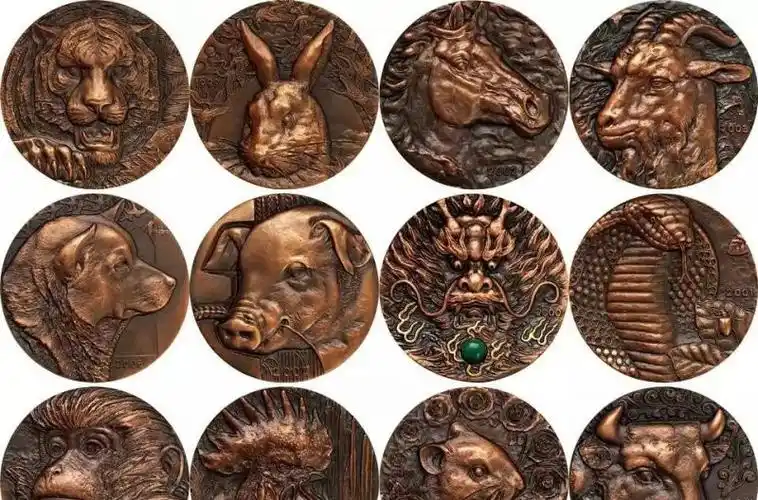 十二生肖兽首铜浮雕-锻铜十二生肖浮雕高清图片