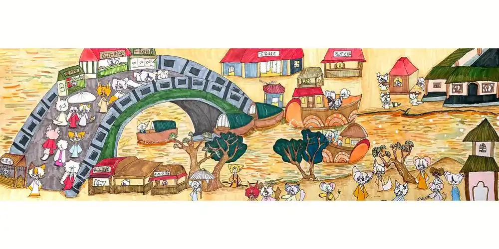 少儿美术卡通版清明上河图