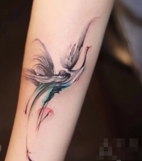 女生仙鹤纹身图集吉祥如意长寿等美好的寓意21