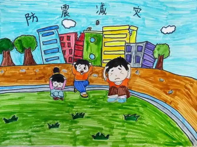 奔流少年·美术室丨《防震减灾演习》_西固区_徐嘉蔚_年级