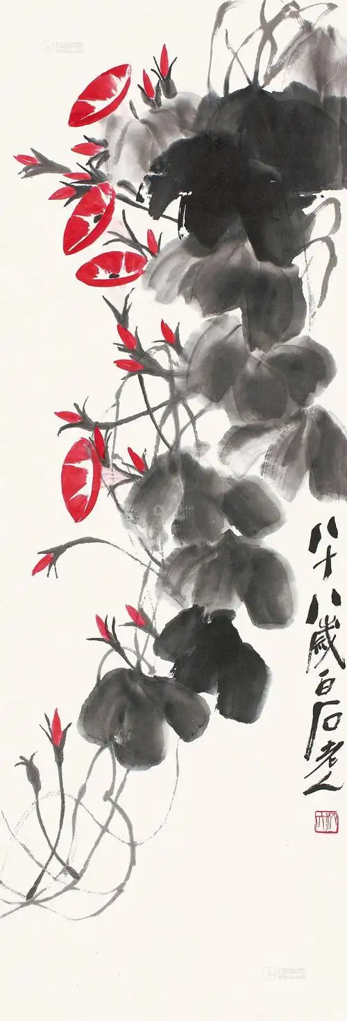 0874牵牛花立轴设色纸本