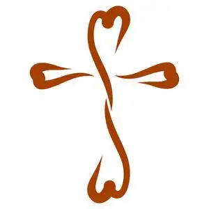 基督教棕色十字架的心, 信仰和爱照片