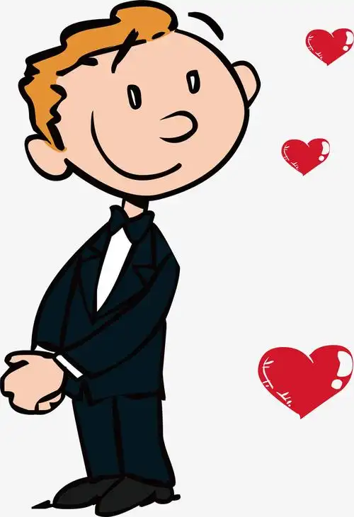 手绘婚礼卡通人物新郎矢量素材