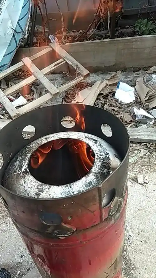 自制柴气炉柴火炉柴炉diy炉子绝对是自己游野营利器