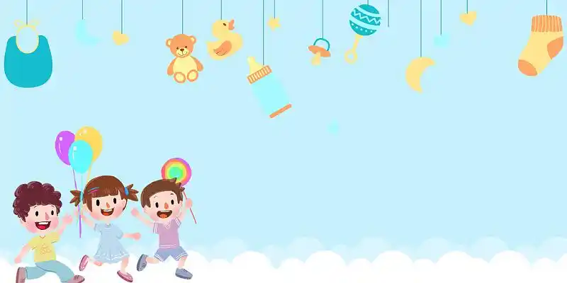 蓝色创意卡通风六一儿童节节日展板61六一儿童节背景