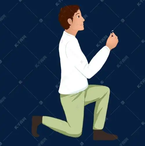 单膝下跪求婚的男孩