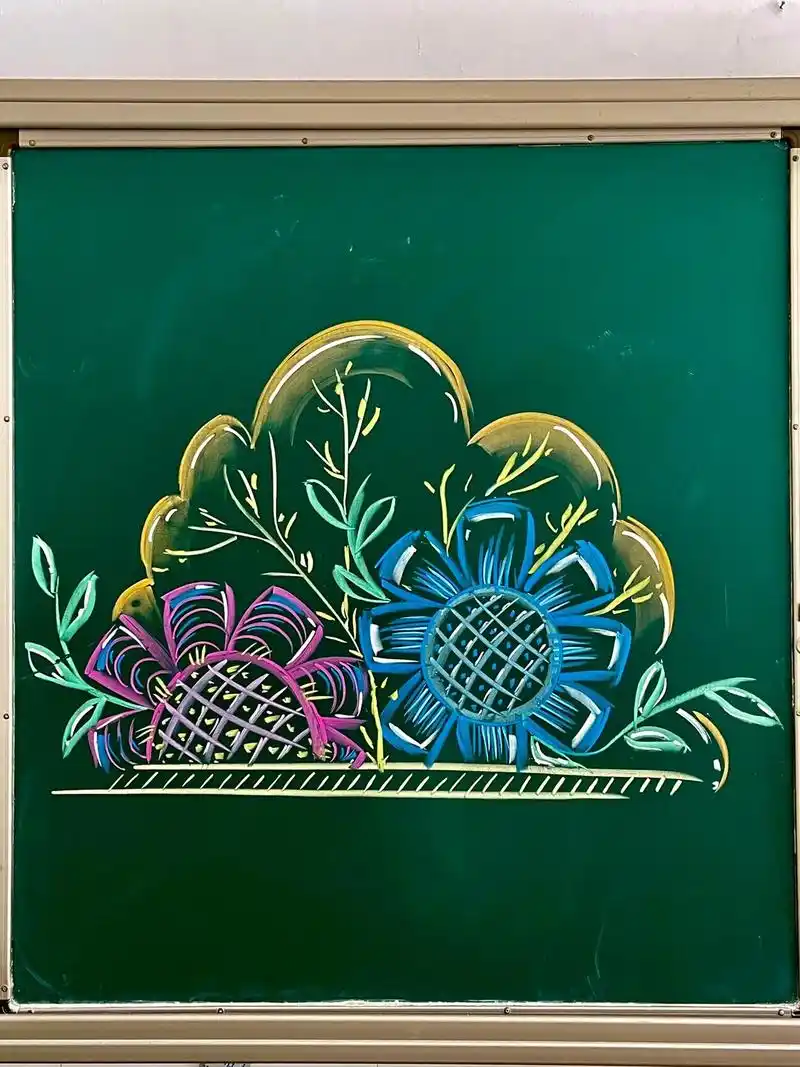 黑板报图案简单好看.#粉笔画 #黑板报 #简笔画 #少儿美术 - 抖音