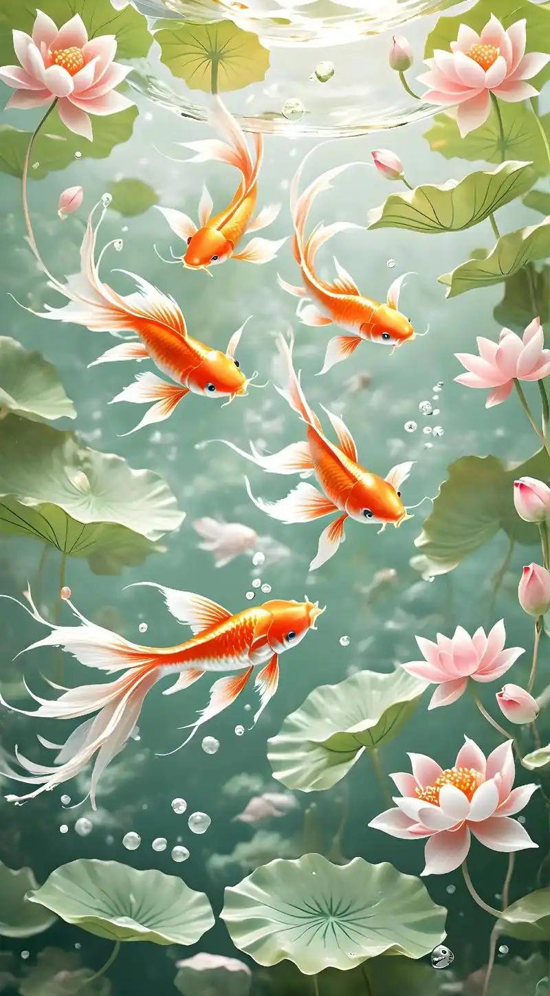 锦鲤图具有招财纳福,提升家宅气场的寓意,能带来好运和财富,同 - 抖音