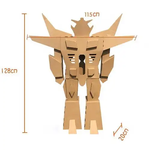 纸箱机器人模型手工手工制制作百变金刚纸板机甲白模填色