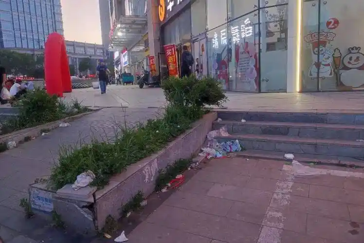 在该入口稍向东的进入广场处,台阶破损,缺失,一副"豁牙露齿"的模样