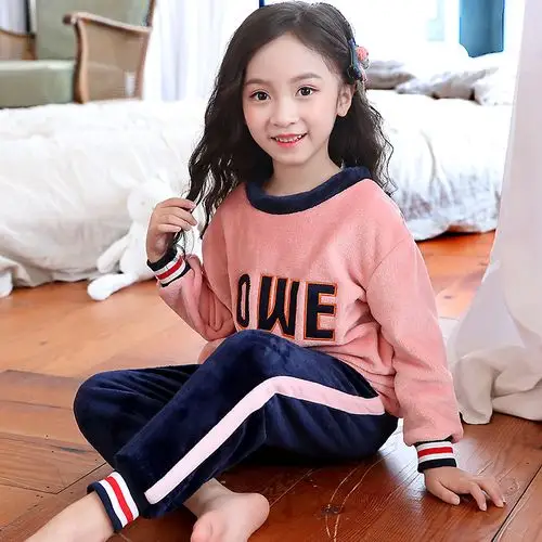 儿童睡衣秋冬卡通9-11岁大童法兰绒加厚珊瑚绒套装女童2020年冬季
