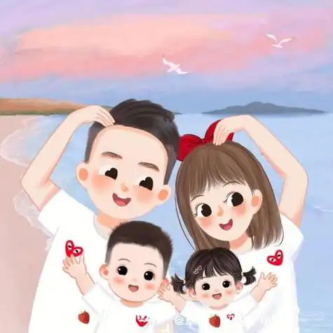 一家四口全家福头像背景图