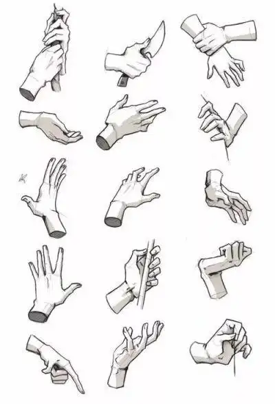 手手,你们可以把一些线或者三角形正方形代表一只手,再者画出他的样子