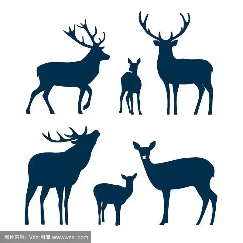鹿的剪影.矢量图形