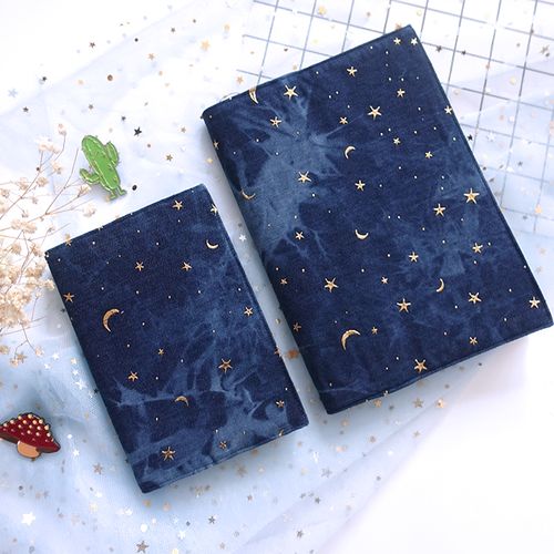 豆腐酱手作星月夜手帐本皮a5/a6可调节书衣记事日记本封皮布艺