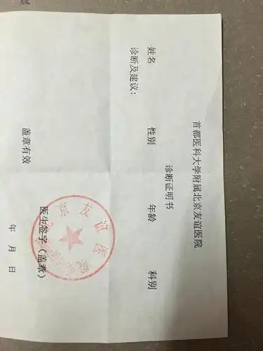 这张带有北京友谊医院诊断证明专用章的空白诊断证明书花费了记者20元