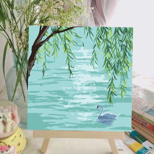 数字油画diy手绘填色解压绘画丙烯颜料风景卡通客厅装饰画批发