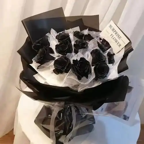 进口厄瓜多尔黑玫瑰哥特风情情人节创意花束北京上海鲜花速递(同城)