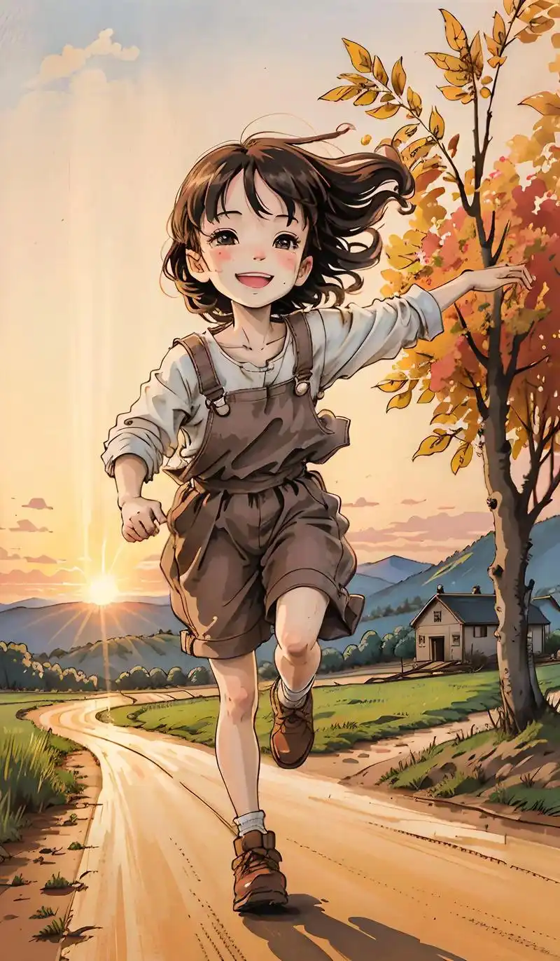 开心的小女孩.#二次元 #ai绘画 #漫画女孩 #女生头像  - 抖音