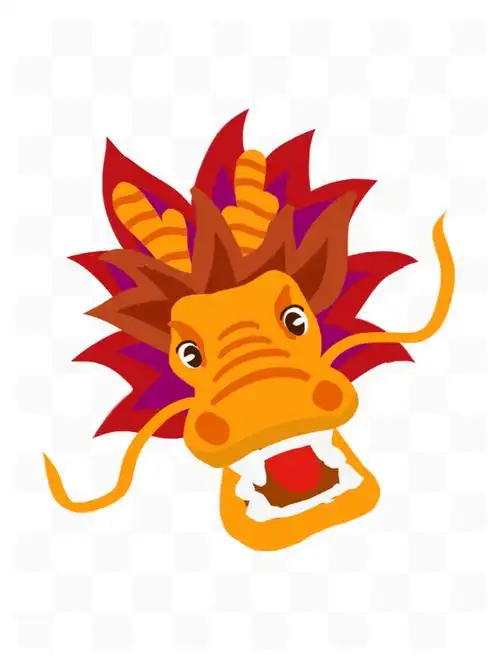 手绘龙头彩色龙头插画卡通龙头插画中国风龙头龙头装饰插画装饰图案标