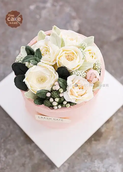 定制 唯美粉色玫瑰花篮韩式裱花生日蛋糕 送女朋友老婆 上海杭州同城