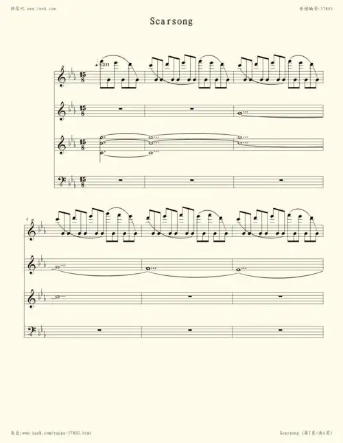 钢琴谱:scarsong 【恐怖惊险】(接近原声)